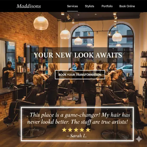 Happy client in a modern hair salon